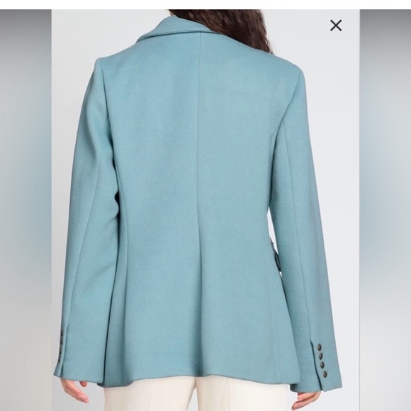 LoveShackFancy Lula Wool Blend Blazer Coat Robin’s Egg Blue - Crystal Buttons- 6 - Picture 3 of 15